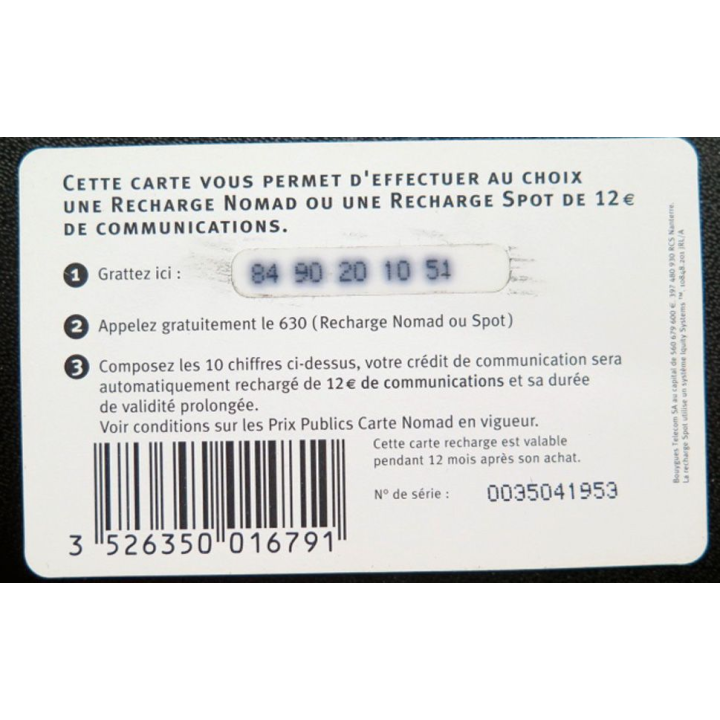 Bouygues Telecom Carte Nomad small 12 €