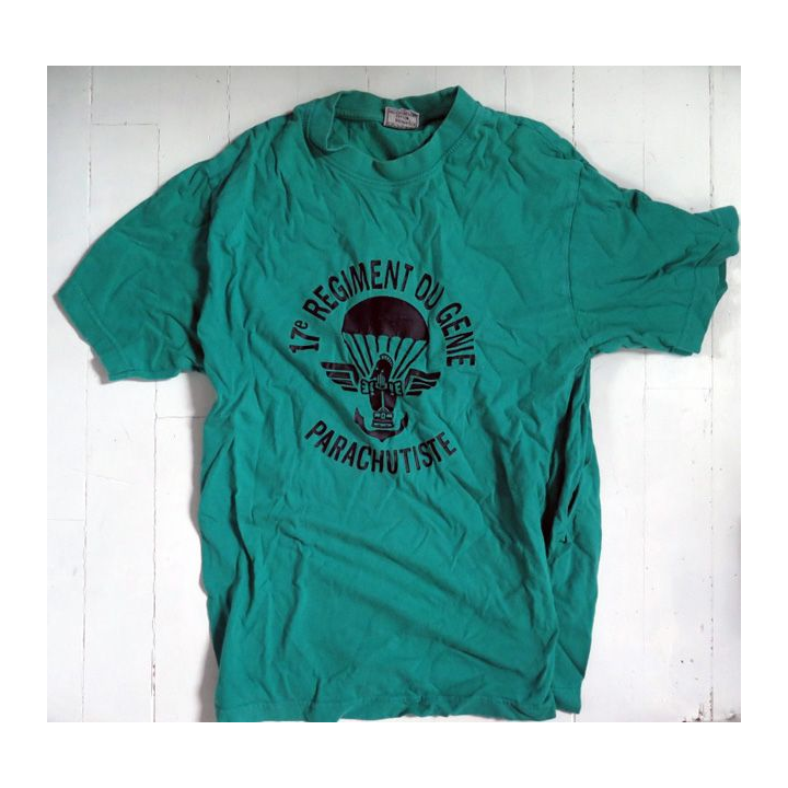 17° RGP : T shirt sport vert (Compagnie d'appui) de taille 88 avec flocage 17° RGP fabrication VBL 2004