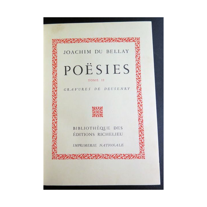 Joachim Du Bellay Poesies Tome II gravures de Deusenry 1954