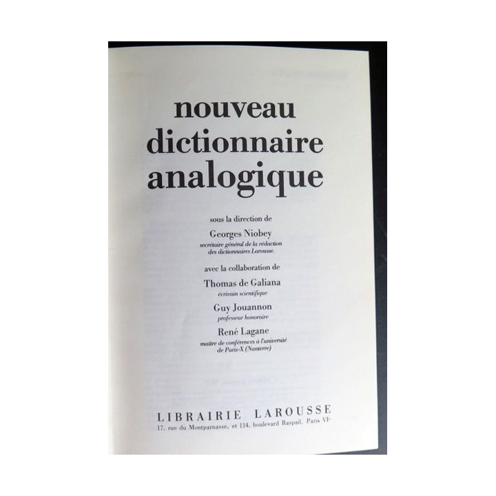 Nouveau dictionnaire analogique Larousse 1979