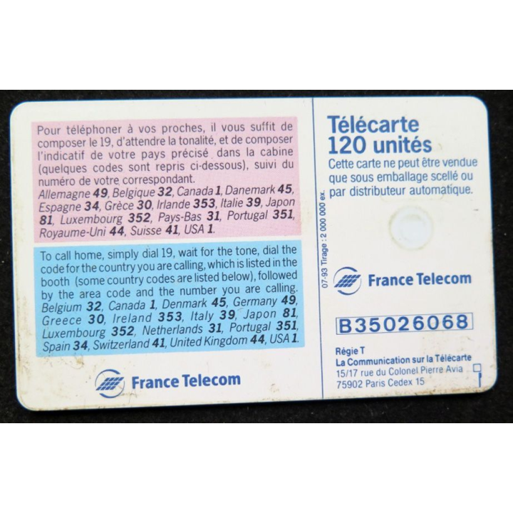 télécarte 120 unités Call Home France télécom