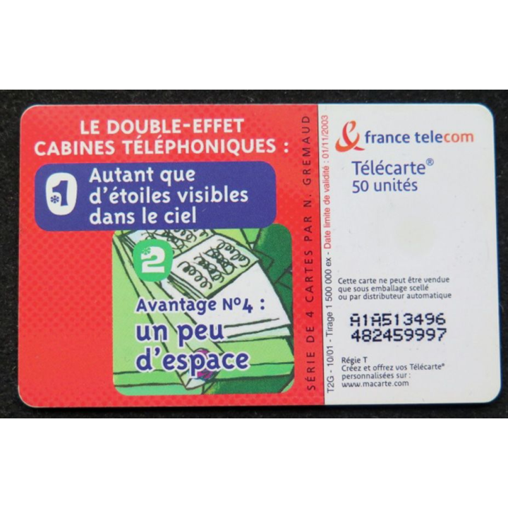 télécarte 50 unités France télécom un peu d'espace