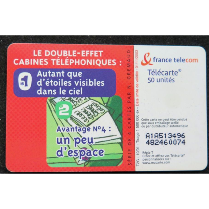 télécarte 50 unités France télécom un peu d'espace