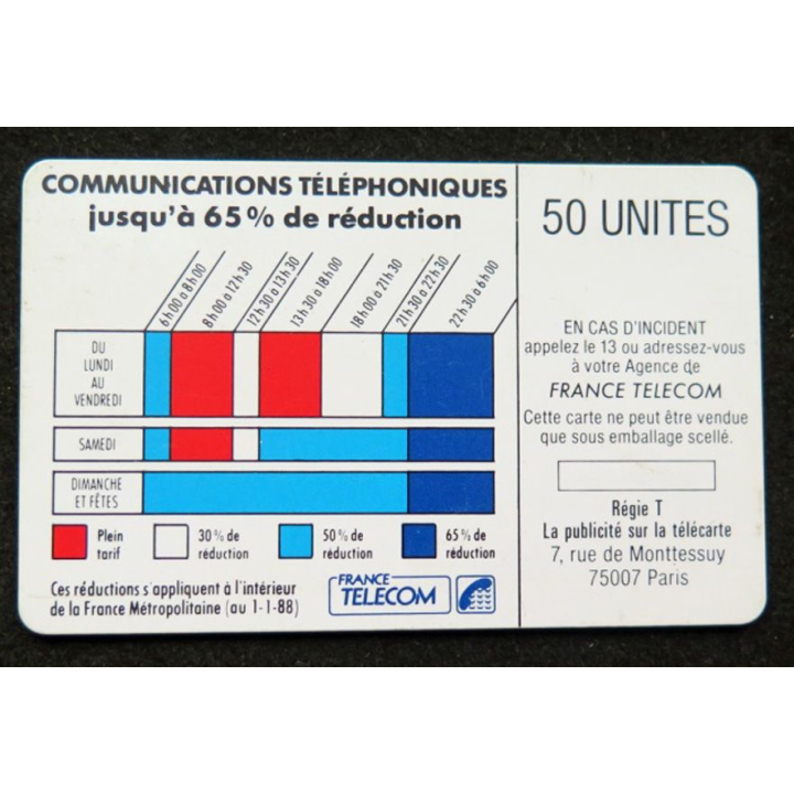 télécarte 50 unités France télécom Pour téléphoner choisissez votre heure