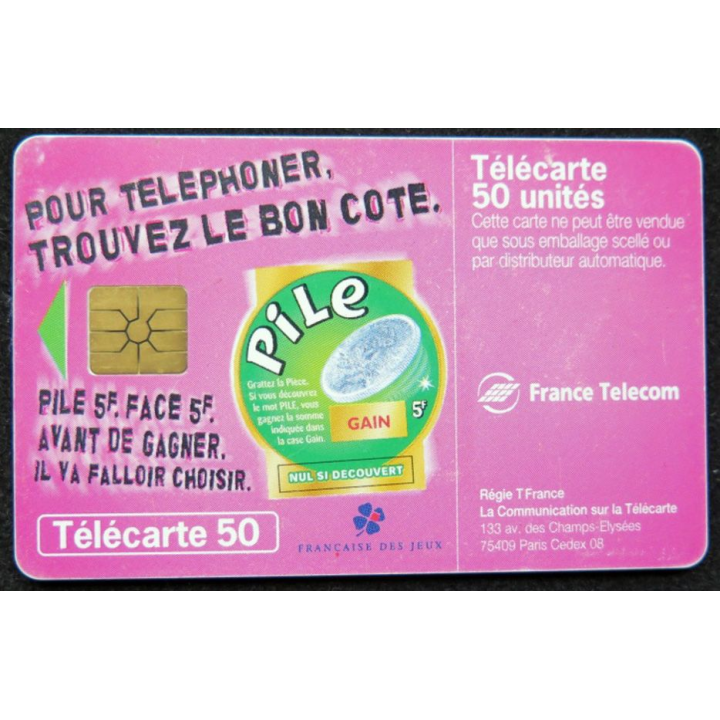 télécarte 50 unités France télécom Pour téléphoner trouver le bon côté