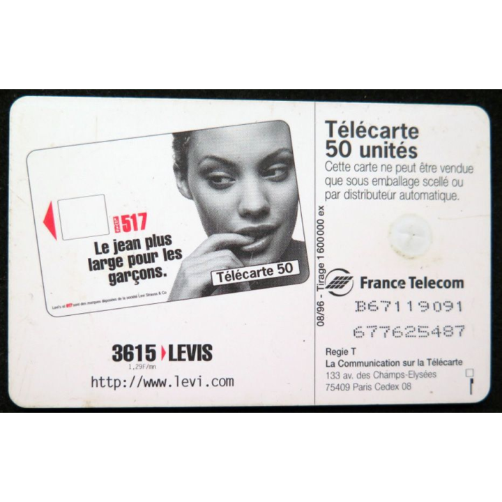 télécarte 50 unités France télécom Levis 505 le Jean qui moule les garçons