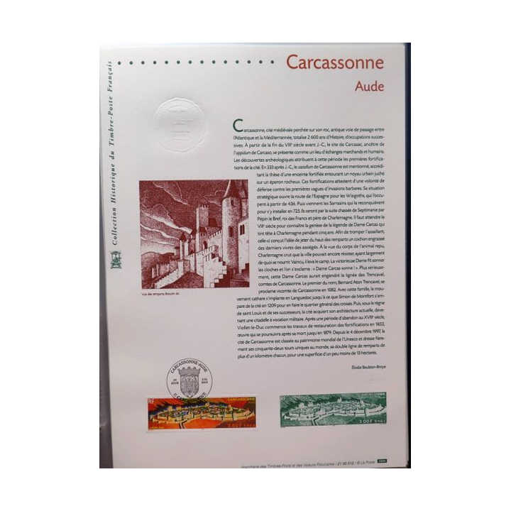 Document philatéliques officiels la poste Carcassonne Aude