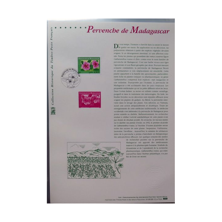 Document philatéliques officiels la poste Pervenche de Madagascar