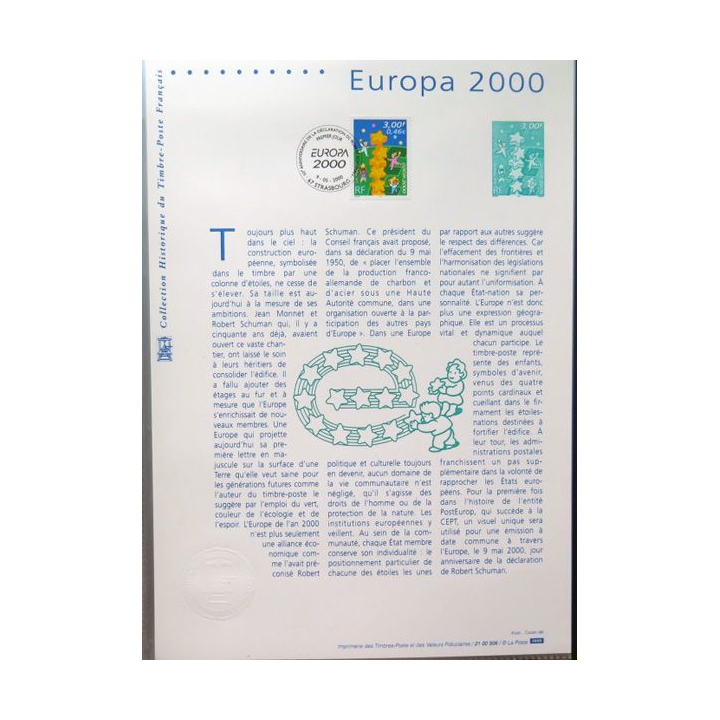 Document philatéliques officiels la poste Europa 2000