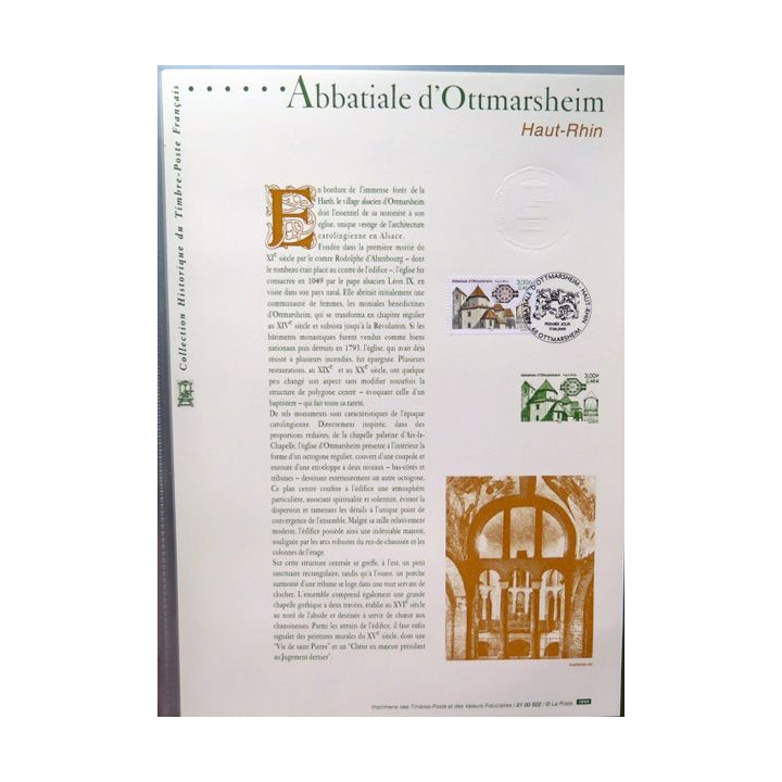 Document philatéliques officiels la poste Abbatiale d'Ottmarsheim 