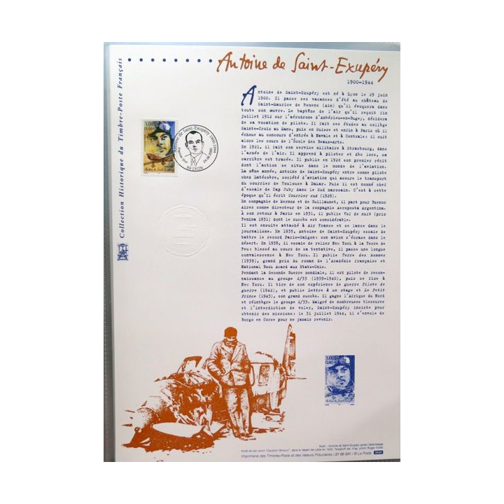 Document philatéliques la poste Antoine de Saint-Exupéry 1900 1944