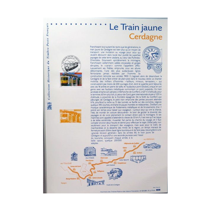 Document philatéliques officiels la poste Le Train Jaune Cerdagne