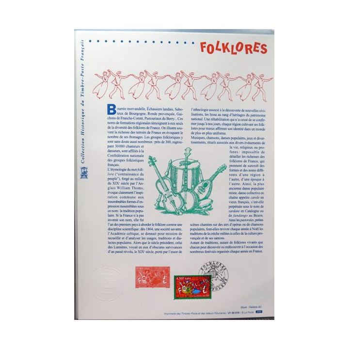 Document philatéliques officiels la poste Folklores