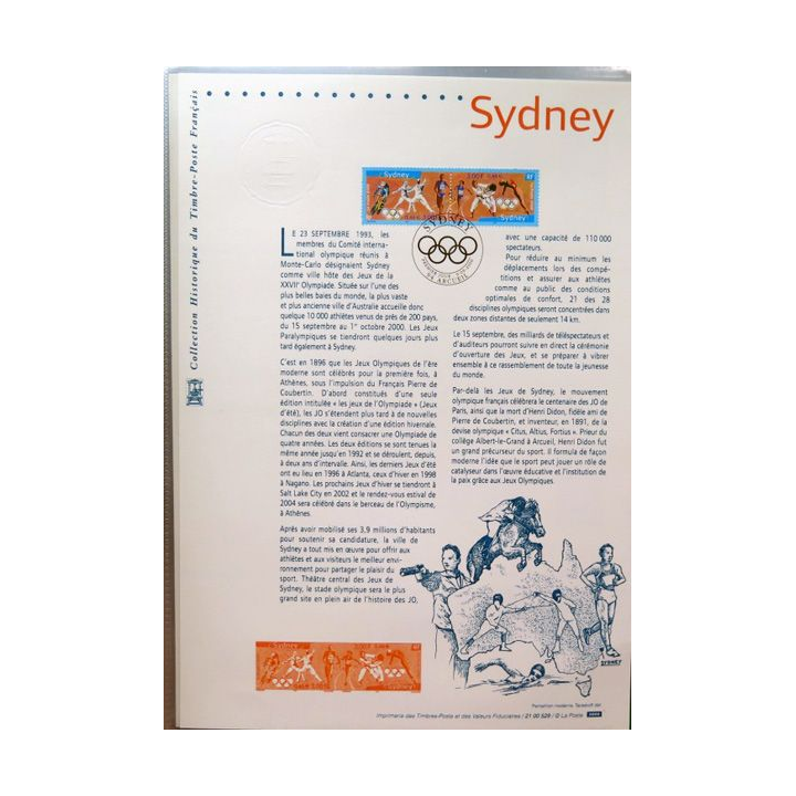 Document philatéliques officiels la poste Sydney