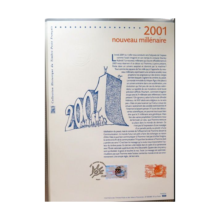 Document philatéliques officiels la poste 2001 Nouveau millénaire