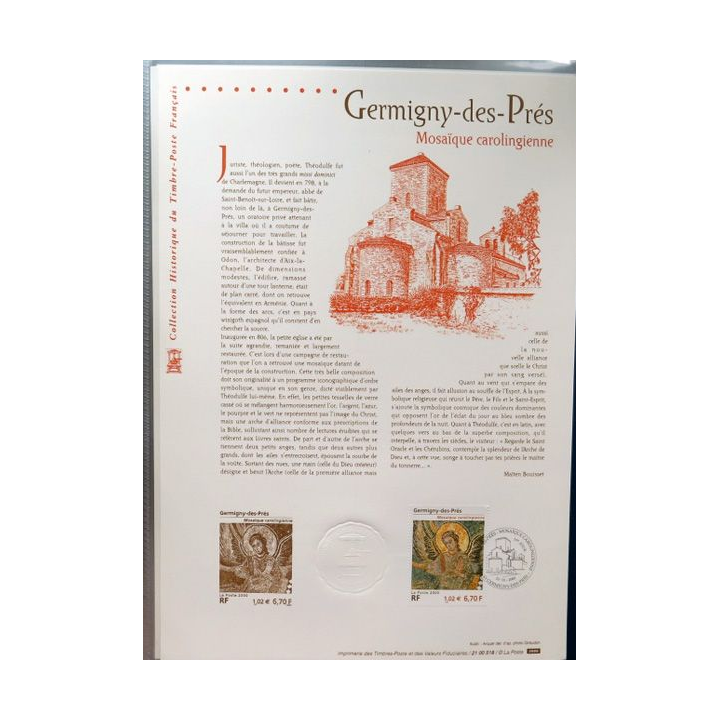 Document philatéliques Germigny-des-Prés Mosaïque carolingienne