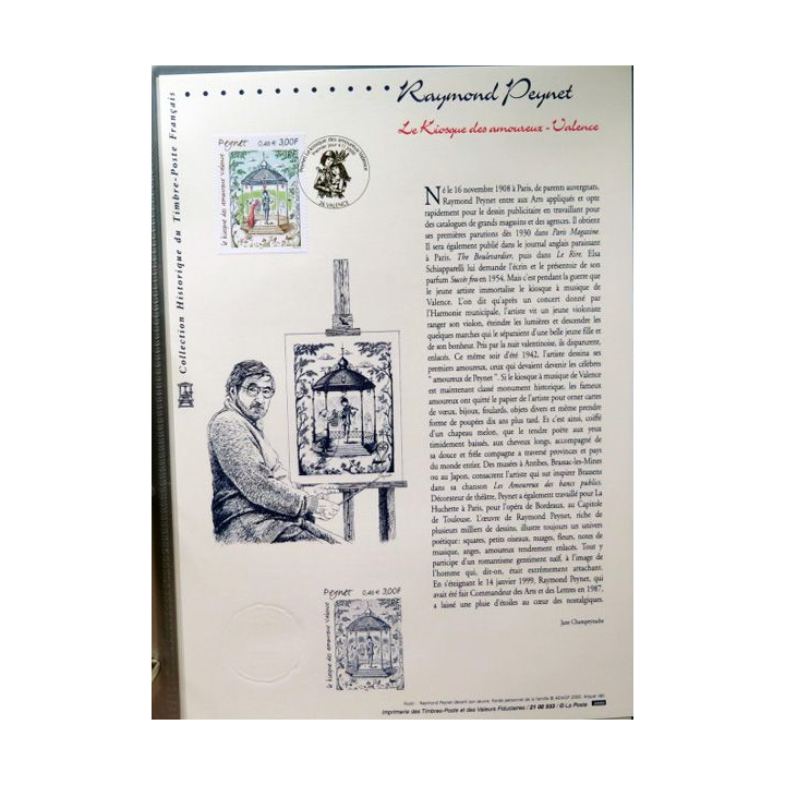 Document philatéliques la poste Raymond Peynet Le kiosque des amoureux
