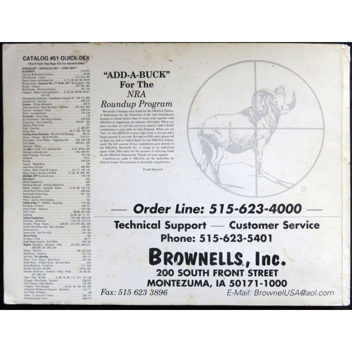 Catalogue d'armes Brownells N° 51 1998-1999 par les éditions Brownells Inc.