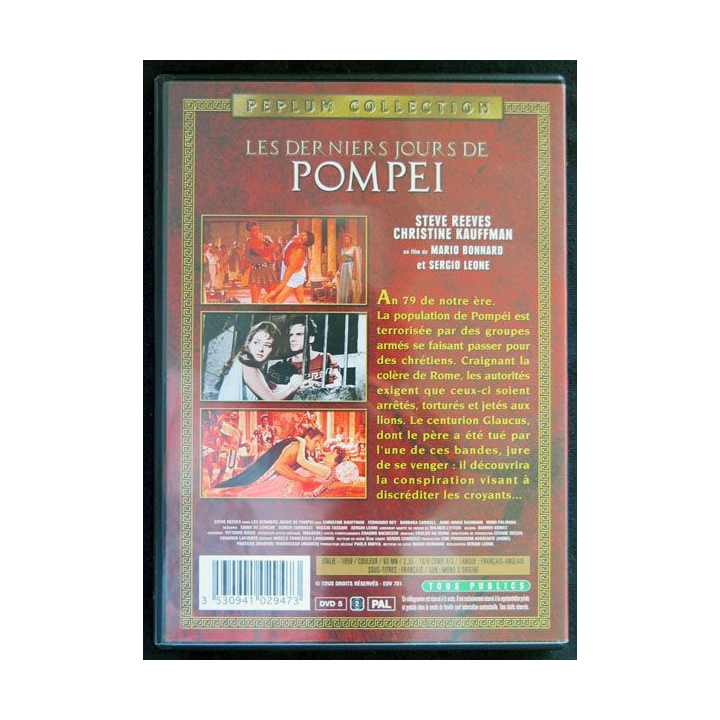 DVD : Les derniers jours de Pompei un film de Mario Bonnard et Sergio Léone  avec Steve Reeves, Christine Kauffman