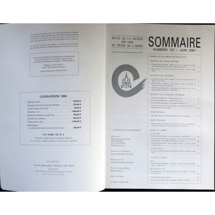 Revue de la société des amis du musée de l'armée N° 121 - juin 2001