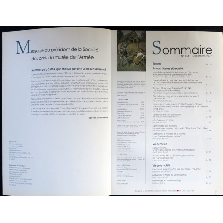 Revue de la société des amis du musée de l'armée N° 134 -décembre 2007