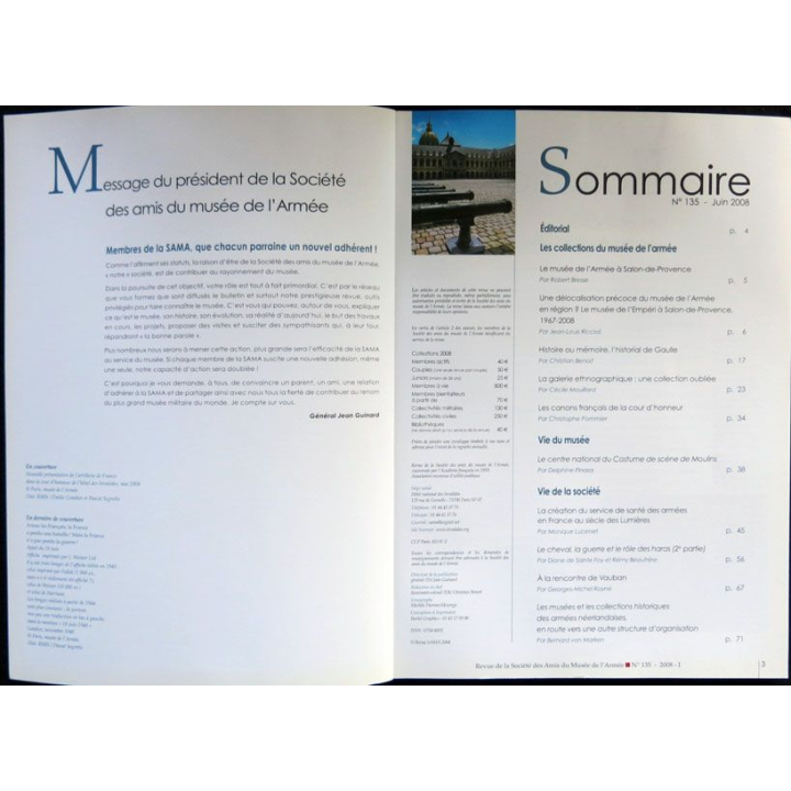 Revue de la société des amis du musée de l'armée N° 135 -juin 2008