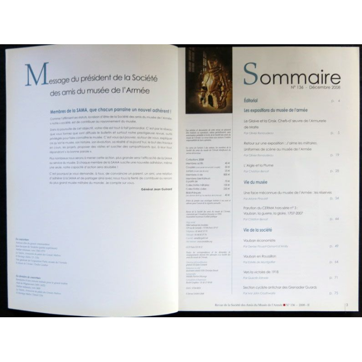 Revue de la société des amis du musée de l'armée N° 136 - décembre 2008