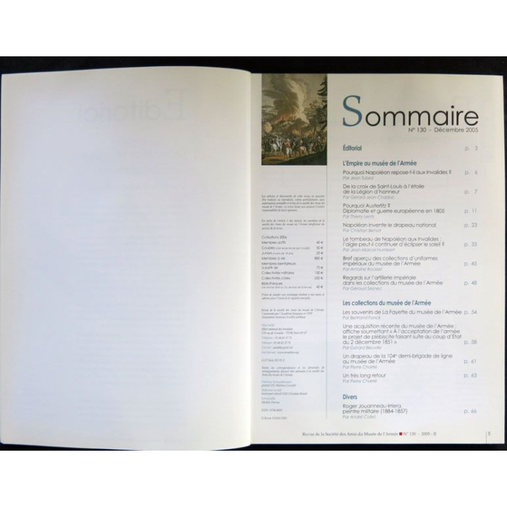 Revue de la société des amis du musée de l'armée N° 130 -décembre 2005