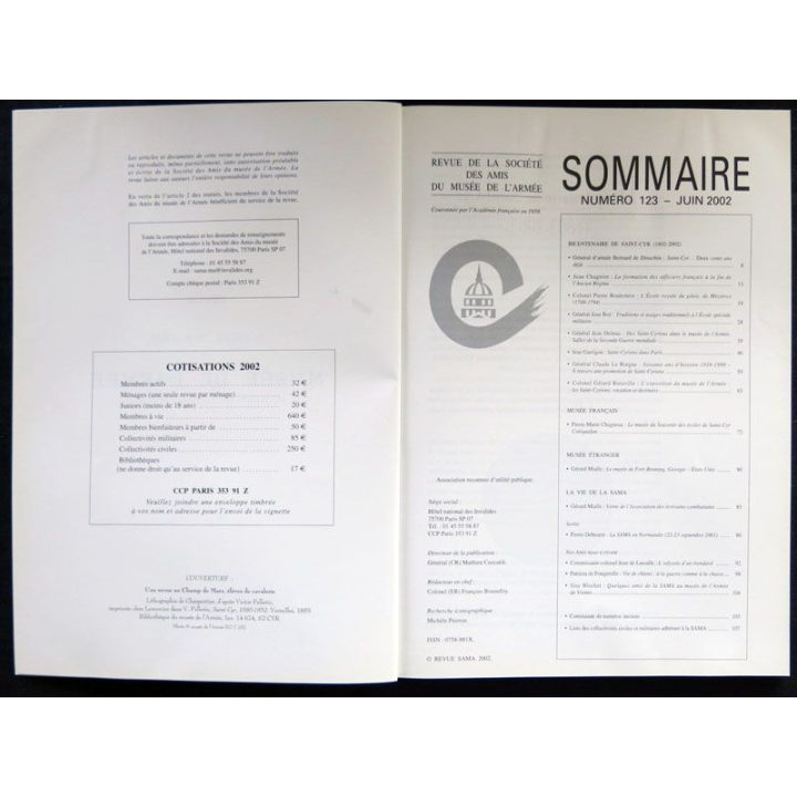 Revue de la société des amis du musée de l'armée N° 123 - juin 2002