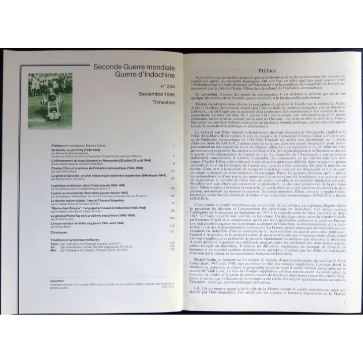 Revue Historique des armées N°3 1996 (N° 204 Septembre 1996)