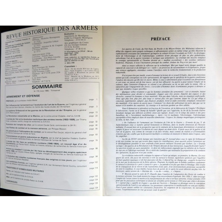 Revue Historique des armées N°1 1990 (N° 178 Mars 1990)