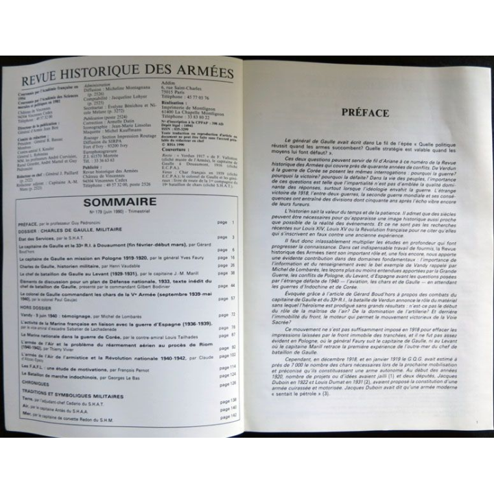 Revue Historique des armées N°2 1990 (N° 179 Juin 1990)