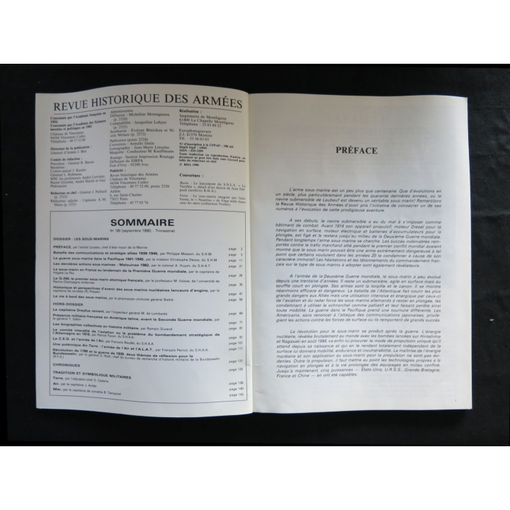 Revue Historique des armées N°3 1990 (N° 180 Septembre 1990)