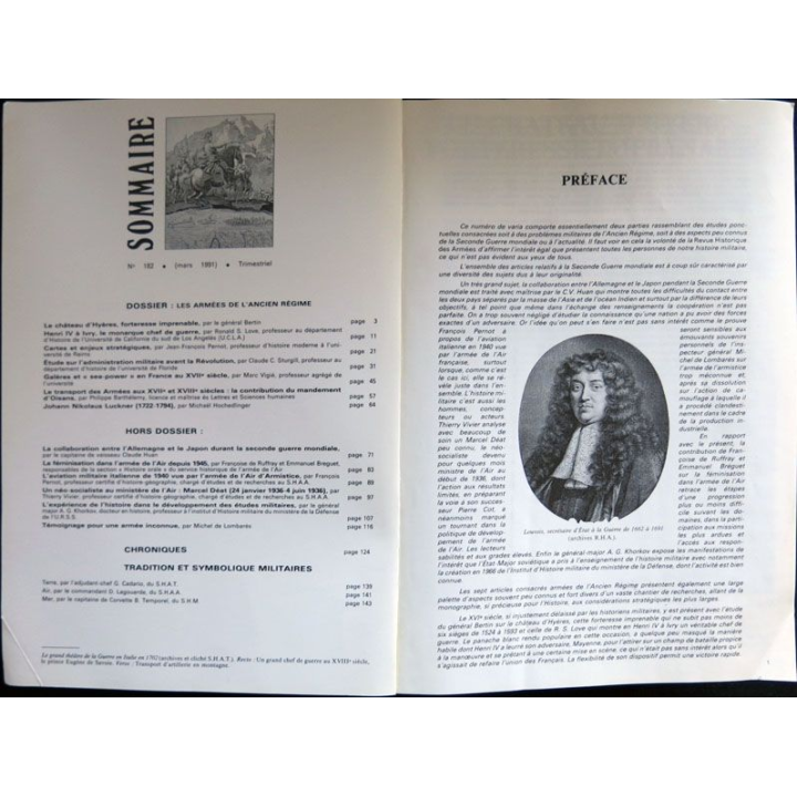 Revue Historique des armées N°1 1991 (N° 182 Mars 1991)
