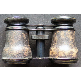 Paire de jumelles de théâtre en cuir et métal 10 x 6 cm