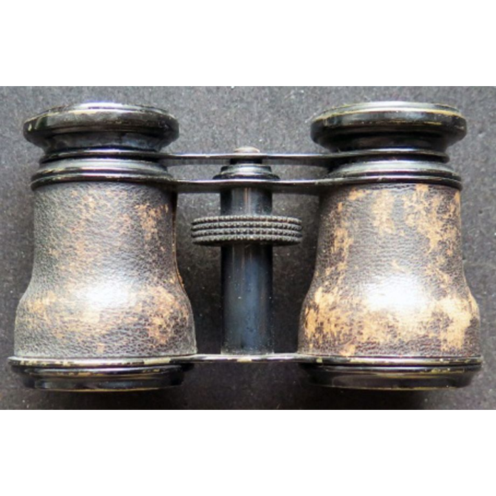 Paire de jumelles de théâtre en cuir et métal 10 x 6 cm