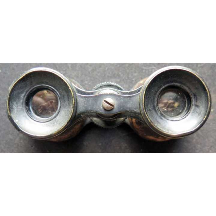 Paire de jumelles de théâtre en cuir et métal 10 x 6 cm
