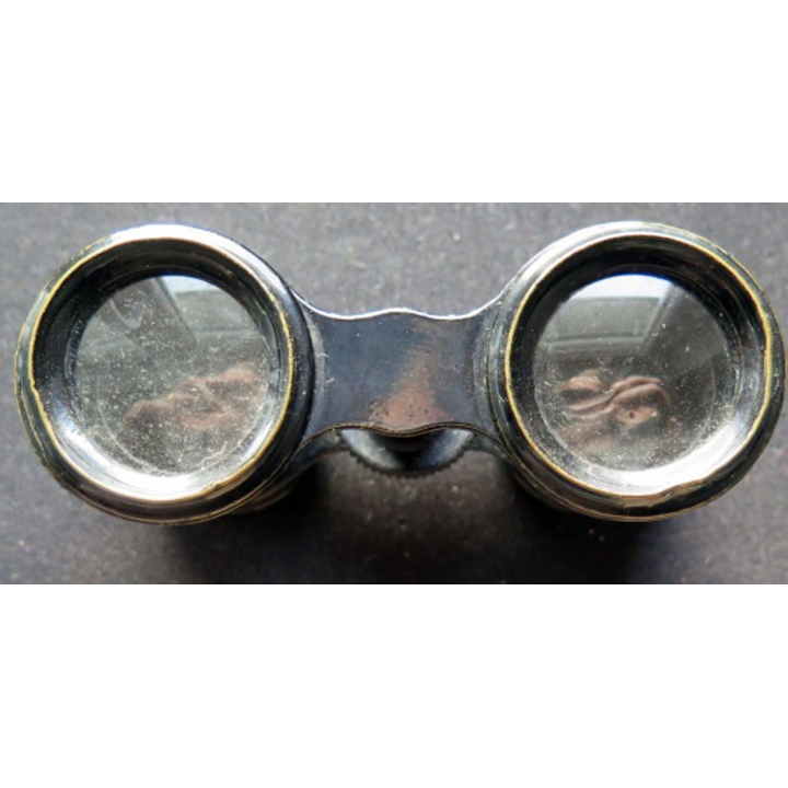 Paire de jumelles de théâtre en cuir et métal 10 x 6 cm