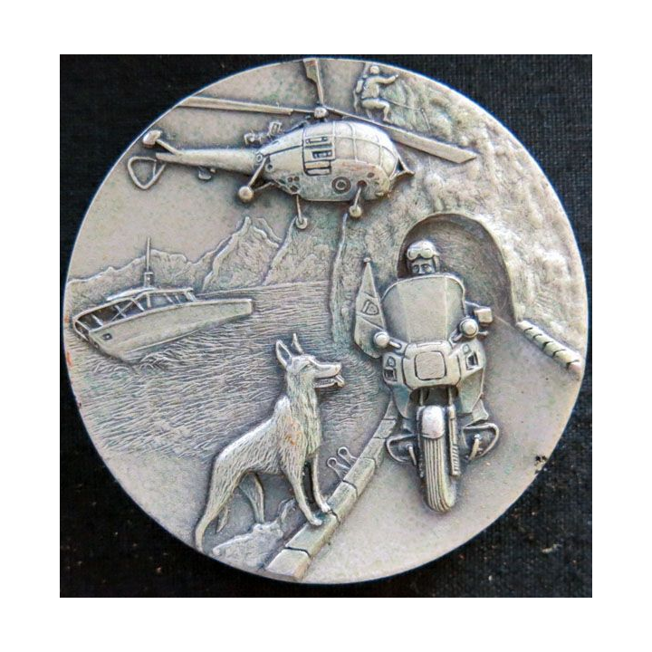 CRS 35 : Plaque souvenir Compagnie républicaine de sécurité 1944 fabrication Y. Delsart  68 mm