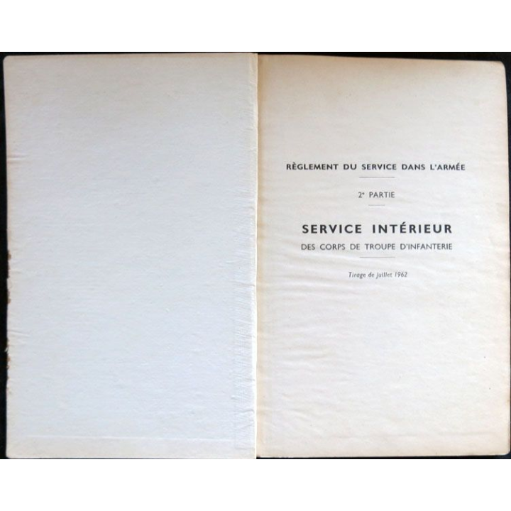 TTA 143 Règlement du service dans l'armée - Service intérieur des corps de troupe d'infanterie (1962) aux éditions Lavauzelle