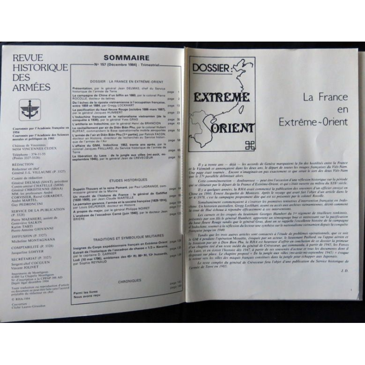 Revue Historique des armées N°4 1984 (N° 157 Décembre 1984)