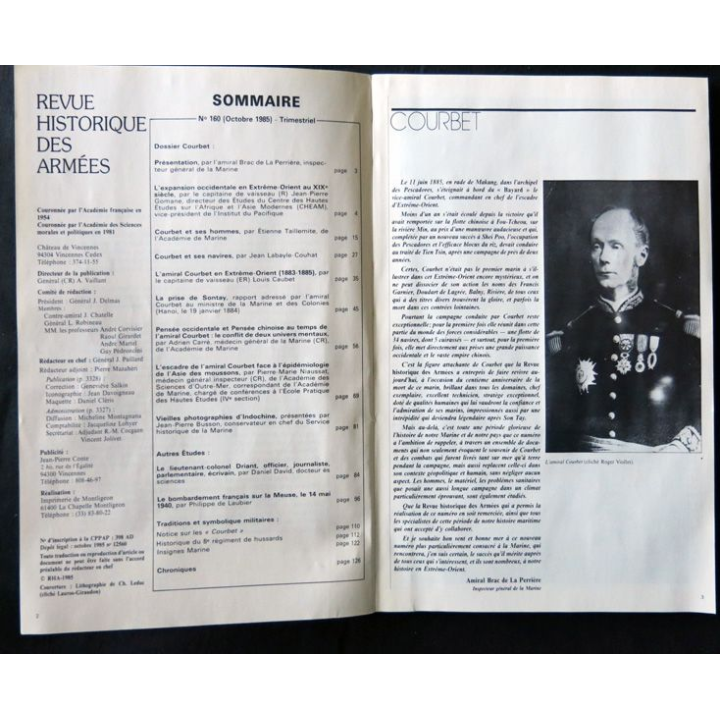 Revue Historique des armées N°3 1985 ( N° 160 Septembre 1985)
