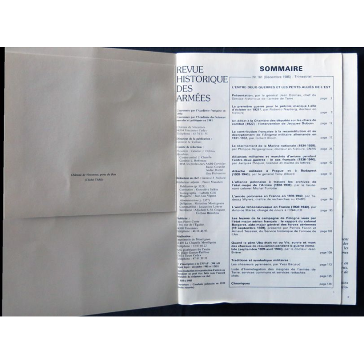 Revue Historique des armées N°4 1985 (N°161 Décembre 1985)