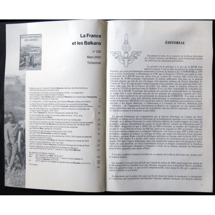 Revue Historique des armées N°1 2002 (N° 226 Mars 2002)