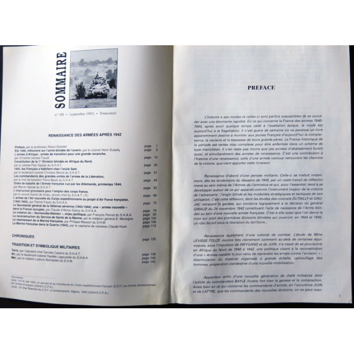 Revue Historique des armées N°3 1992 (N° 188 Septembre 1992)