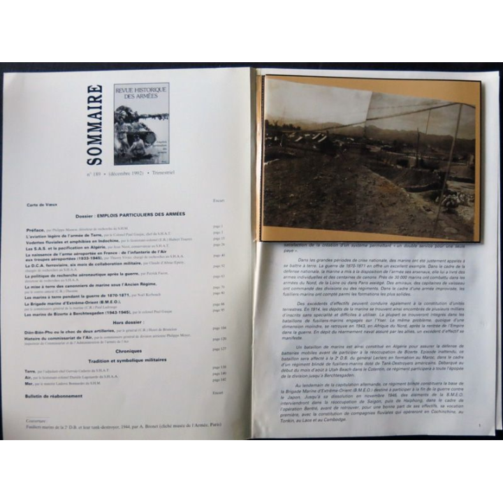 Revue Historique des armées N°4 1992 (N°189 Décembre 1992) avec dépliant panorama Dien Bien Phu