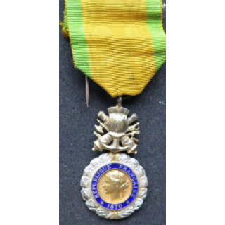 FRANCE : Médaille militaire 1870 3° république en argent émaux parfaits
