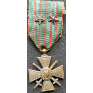 FRANCE Croix de guerre 1914-1918 avec 2 citations 2 étoiles de bronze