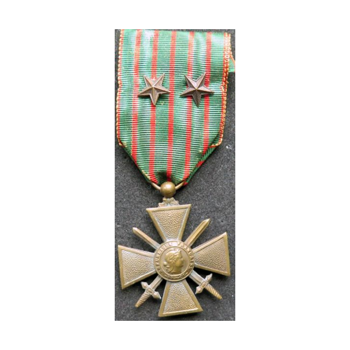 FRANCE Croix de guerre 1914-1918 avec 2 citations 2 étoiles de bronze