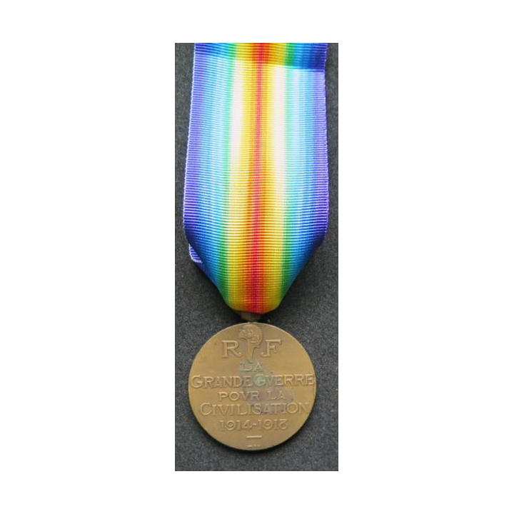 FRANCE :  médaille interalliée de La Victoire 1914-1918 en bronze ruban neuf